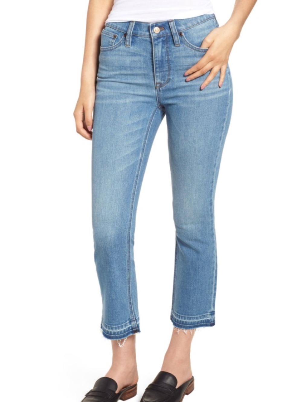 J. Crew Billie Demi Boot Crop Jeans Size 30 Released Hem‎ Mid Wash Jean